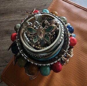 Colorful Beaded Bracelet with Butterfly Charm